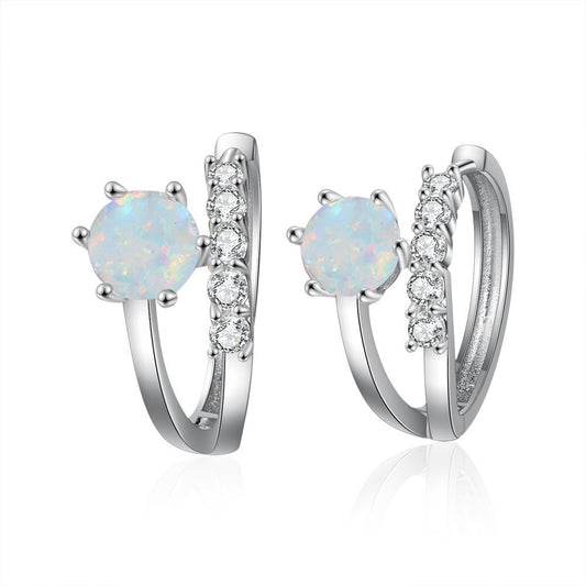 Planderful Jewelry Opal Hoop Earrings S925 Sterling Silver Everyday Genie Collection