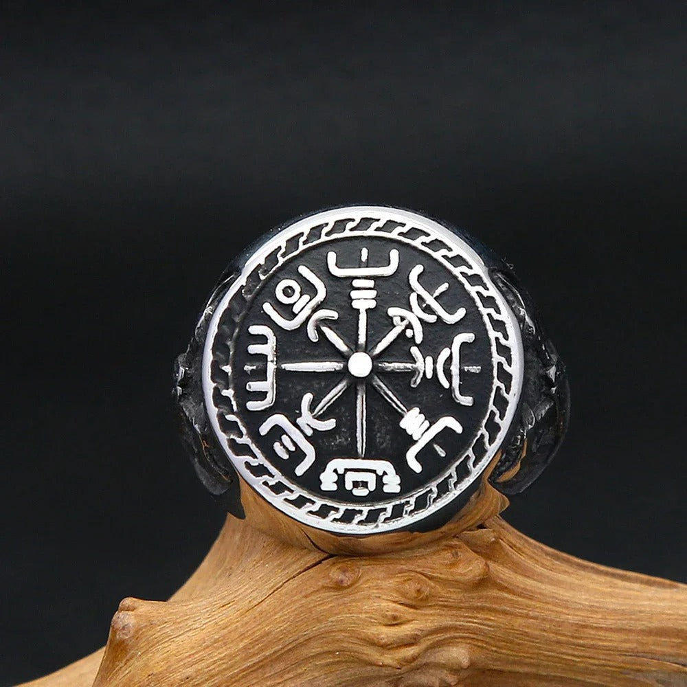 Viking Compass Stainless Steel Men's Ring