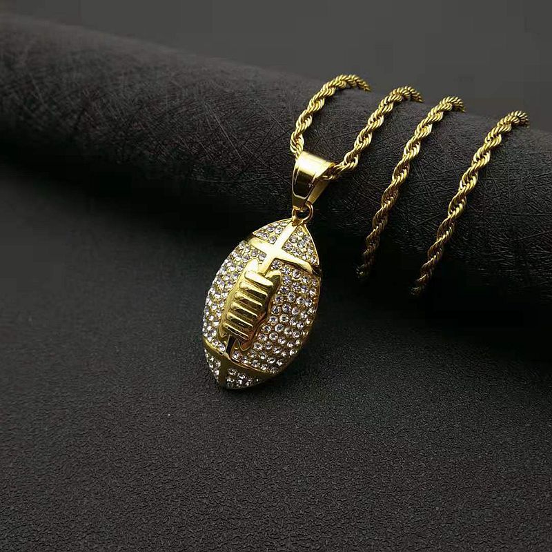 Steel Necklace – Statement Football Pendant