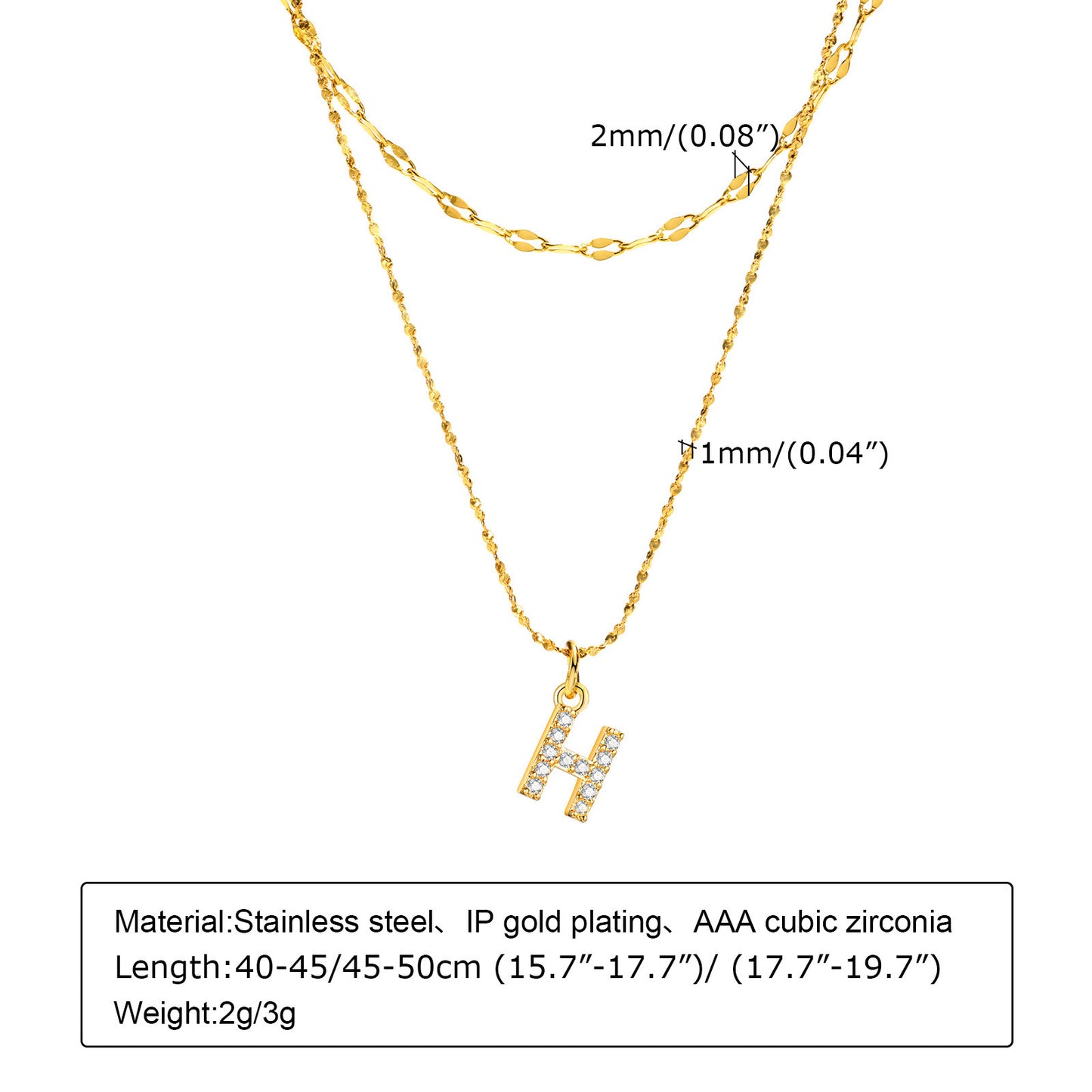 Stainless Steel 26-Letter Zircon Necklace Set for Summer Fashion