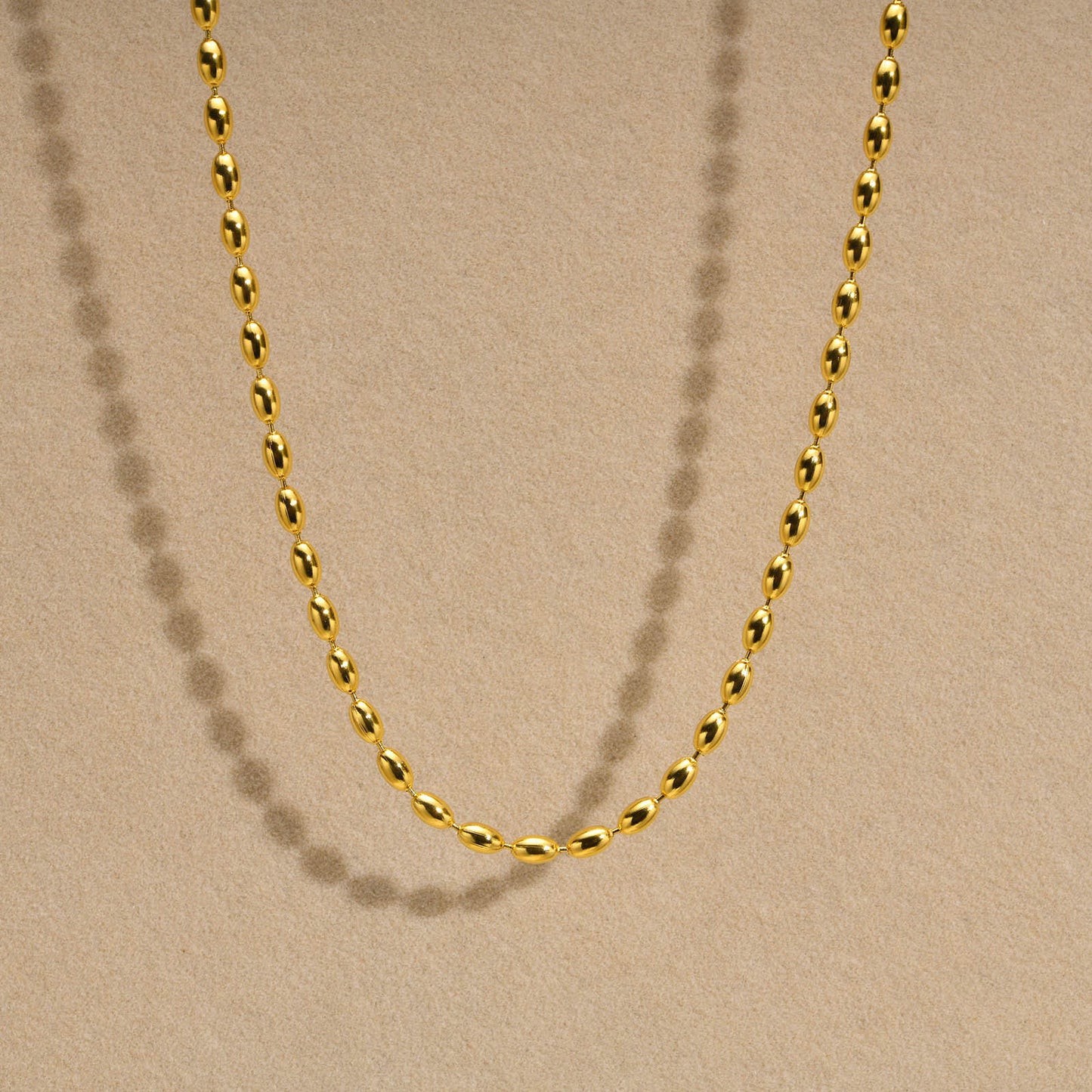 Stainless Steel Bead Necklace Ladies Rugby Gold Accessories