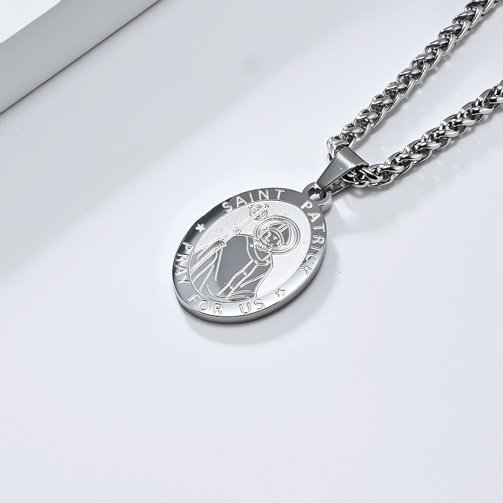 St. Michael the Archangel Titanium Steel Pendant Necklace for Men and Women Holiday Gifts