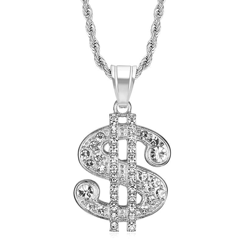 Planderful Everyday Genie Hip Hop Dollar Pendant Necklace Gold Plated Titanium Steel For Hip Hop Fans