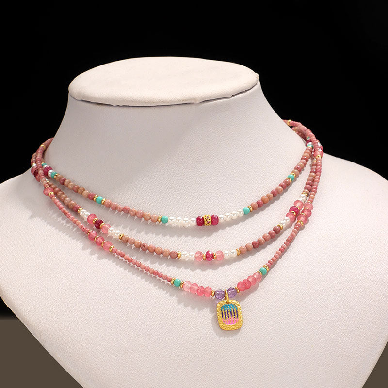 Pearl Crystal Gradient Necklace
