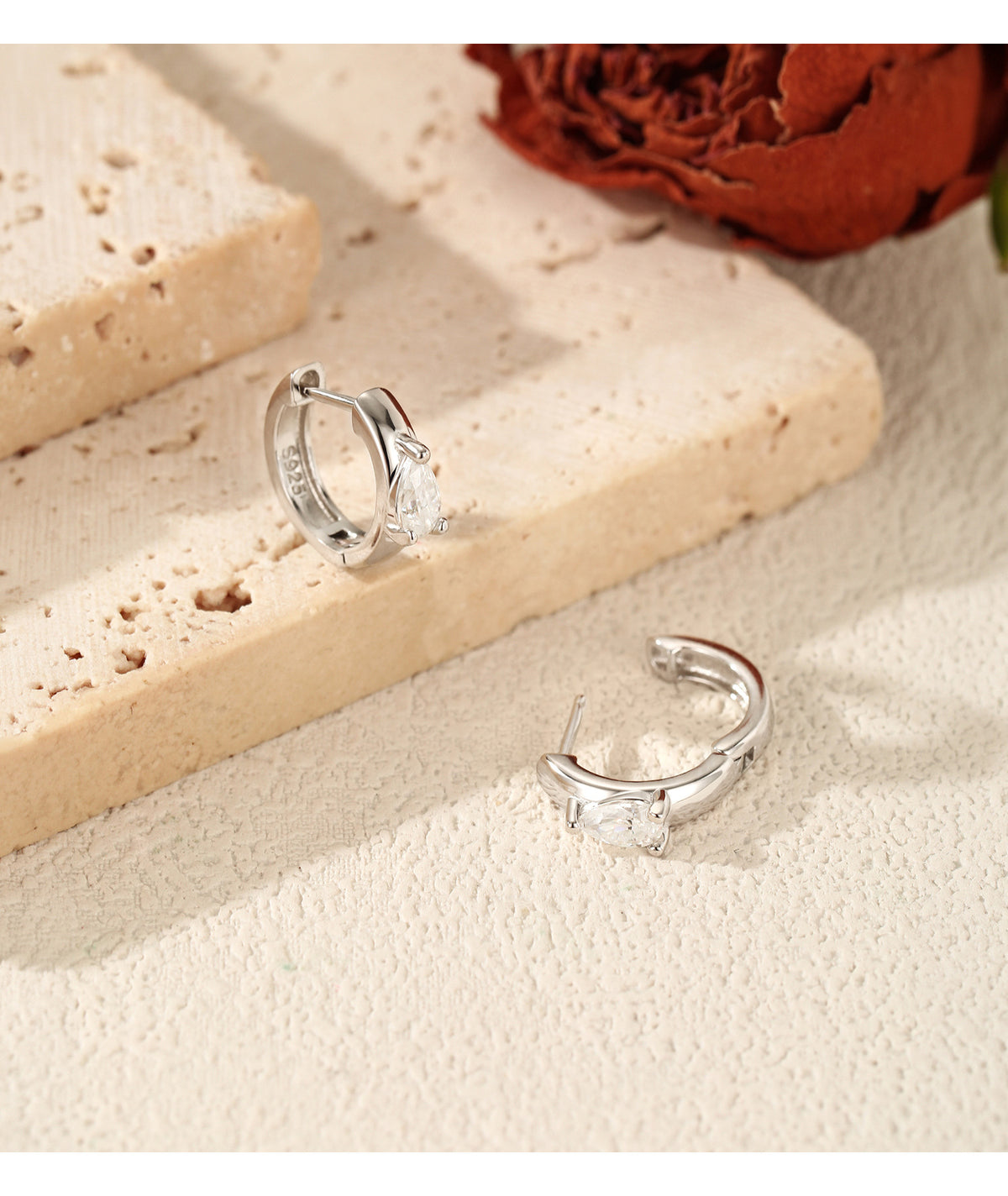 925 Sterling Silver Moissanite Hoop Earrings