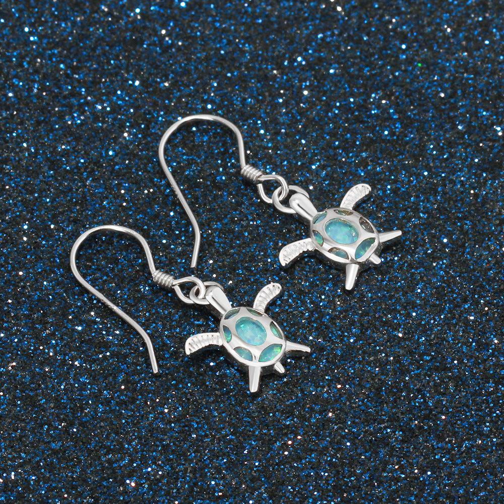 Planderful Jewelry Opal Turtle Drop Earrings In Sterling Silver For Women Elegant And Timeless