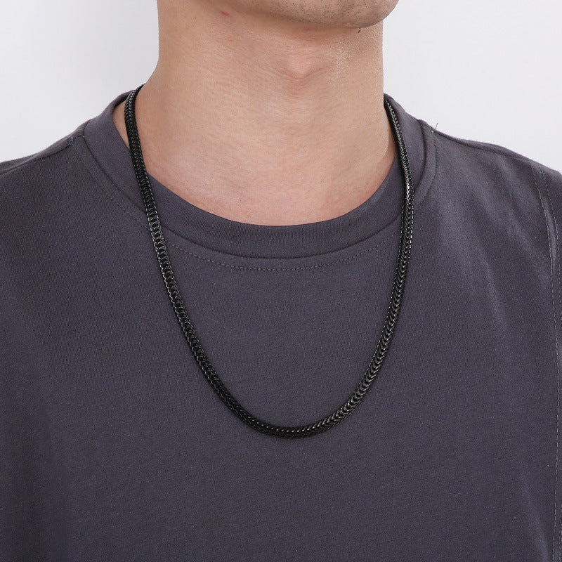 Versatile Stainless Steel Encrypted Whip Chain Necklace, And Popular Buckle Titanium Steel Chain