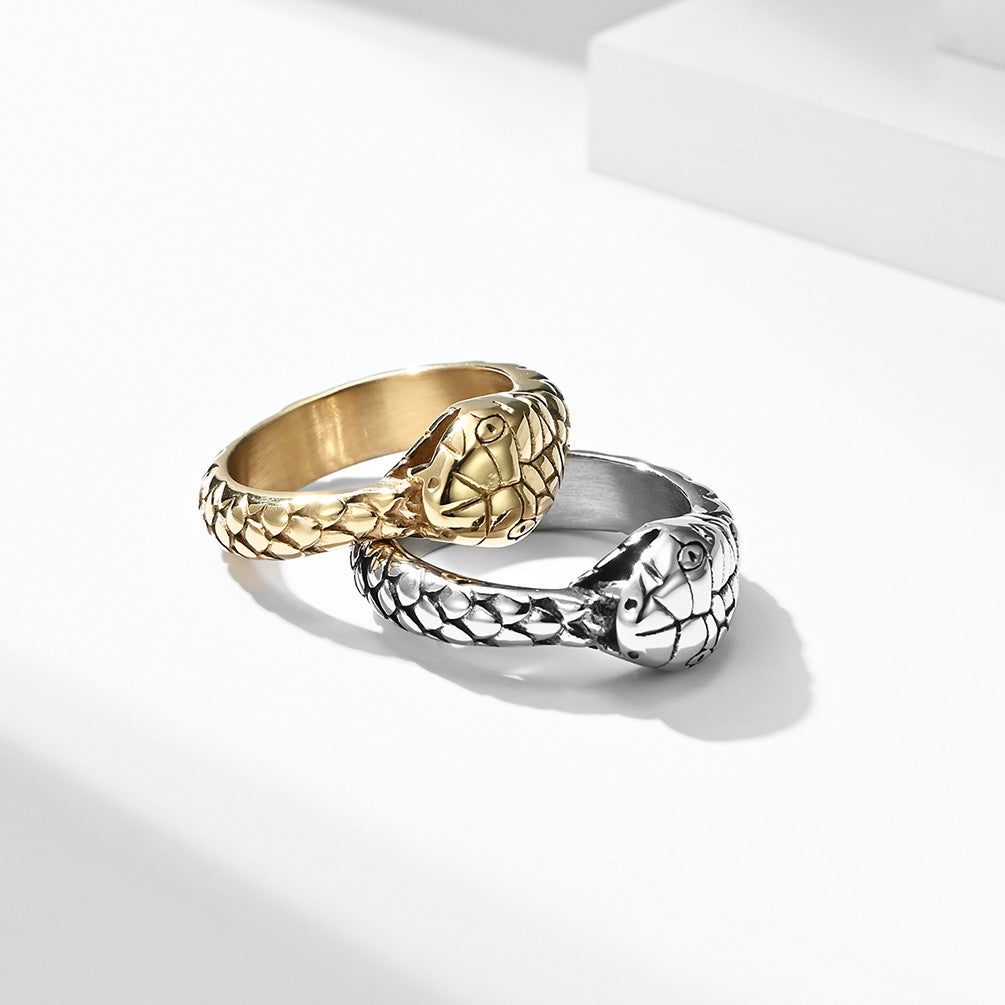 Gluttonous Snake Titanium Steel Hipster Ring for Men