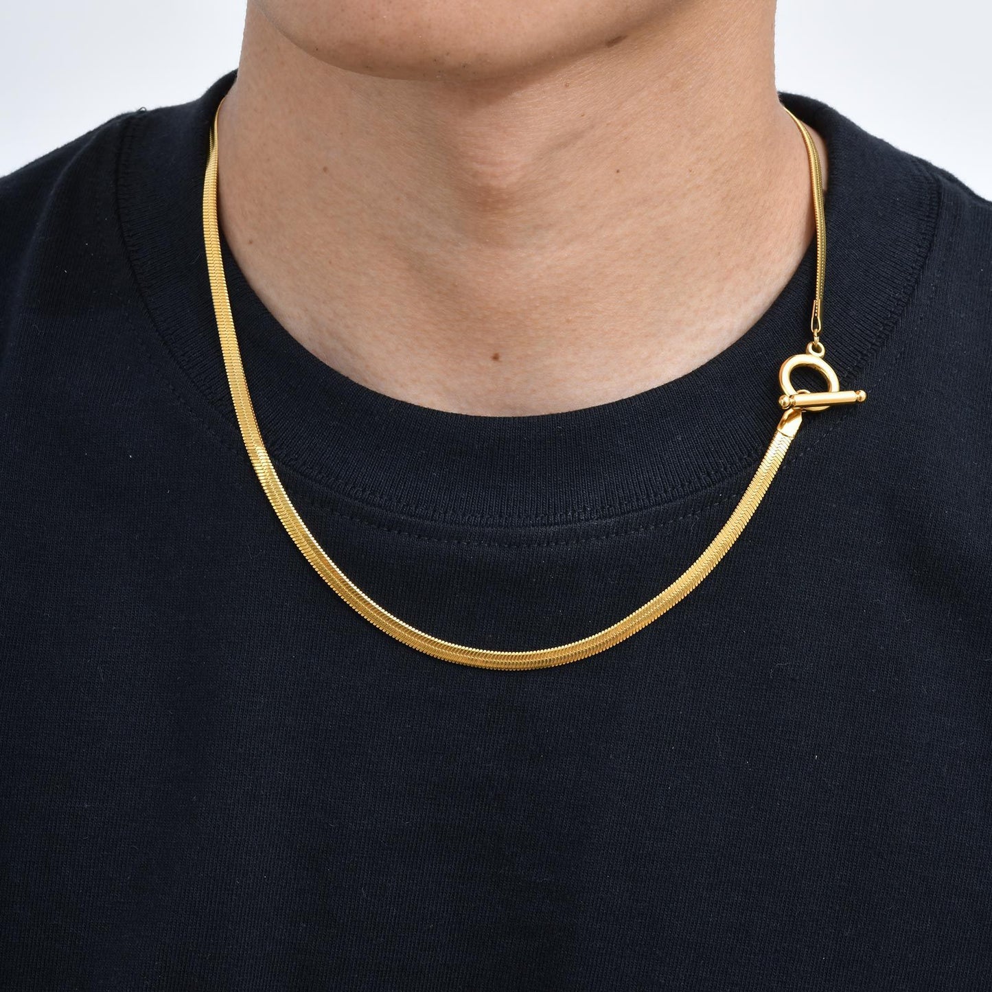 Stainless Steel Toggle Clasp 4mm Wide Blade Chain Necklace Men's