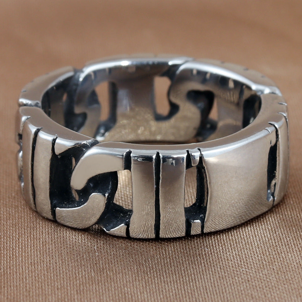 Trendy Titanium Steel Locomotive Chain Ring for Men - Personalized Retro Accessory