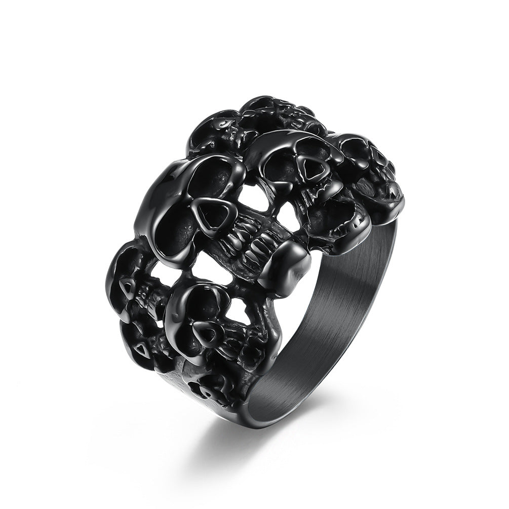 Gothic Stainless Steel Skull Biker Ring Cocktail Party Stainless Steel Locomotive