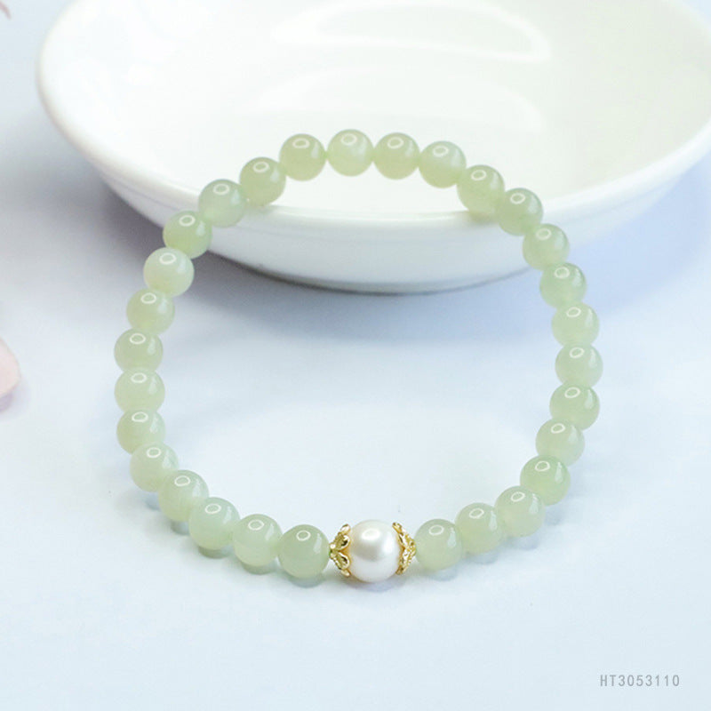 Qingshui Hetian Jade & Pearl Bracelet