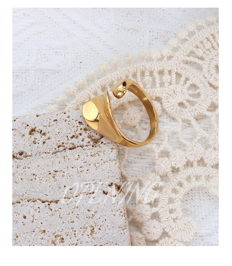 French Chic Titanium Steel 18k Gold Index Finger Geometric Ring