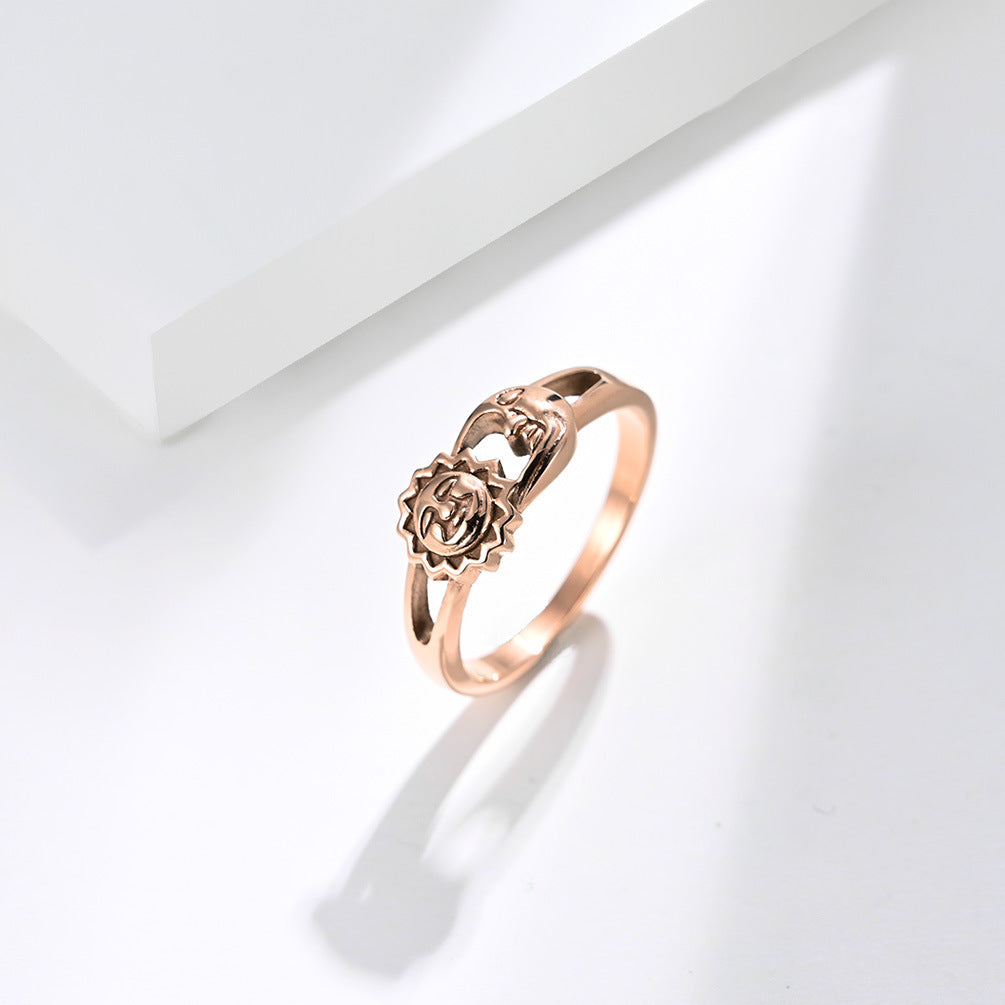 Smile Face Sun Moon Wedding Proposal Engagement Memorial Ring