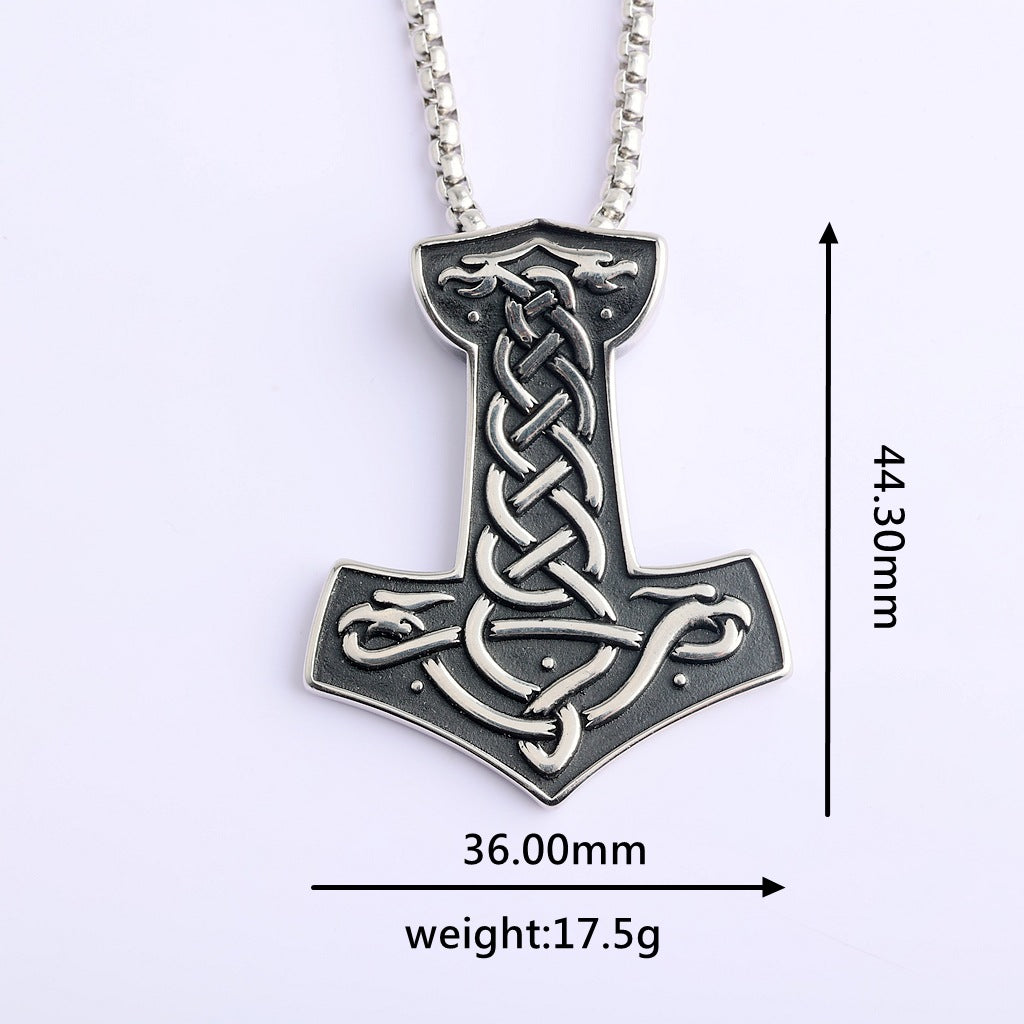 Viking Dragon Stainless Steel Pendant Necklace
