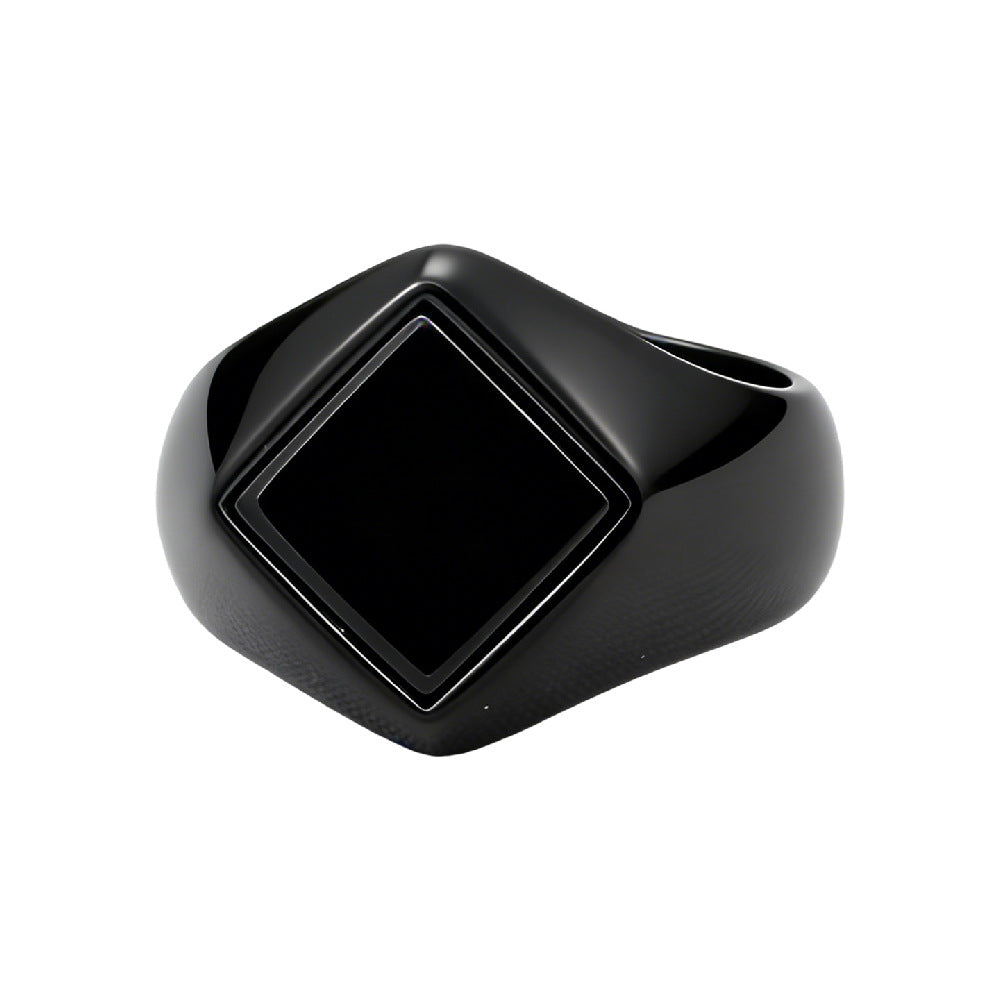 Planderful Titanium Steel Ring Unisex Geometric Quadrilateral Rhombus Design For Everyday Genie Protection