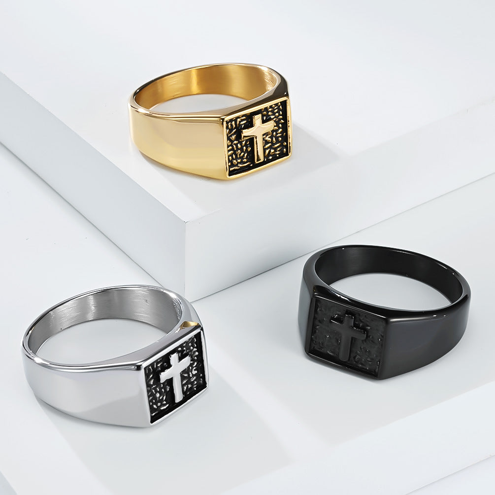 Steel Ring – Statement Men's Cross Ring