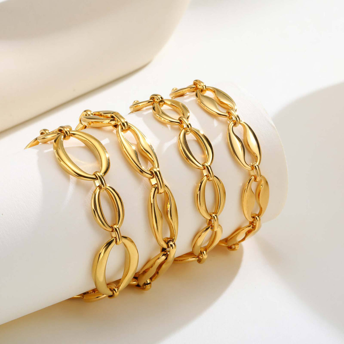 Thick Personalized Oval Big Stainless Steel Bracelet