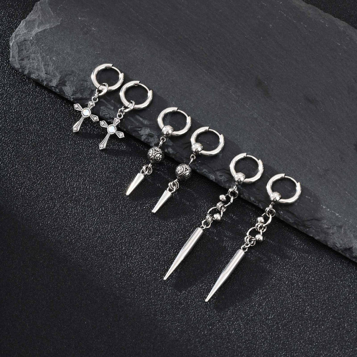Stainless Steel Cross Geometric Punk Single Earring