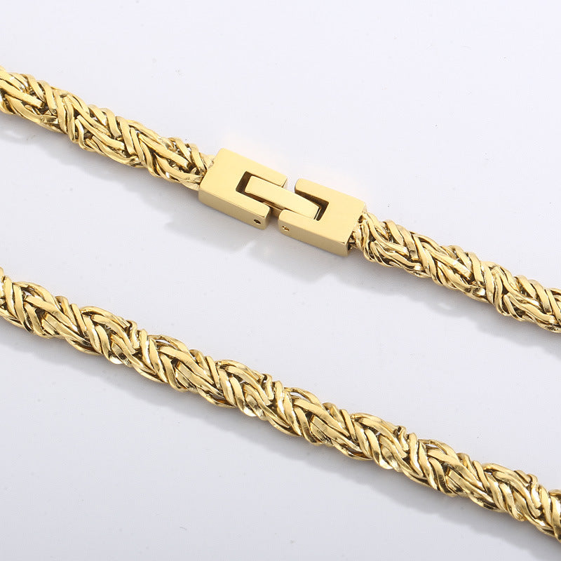 Hip Hop Stainless Steel Woven Twist Chain Necklace Male Titanium