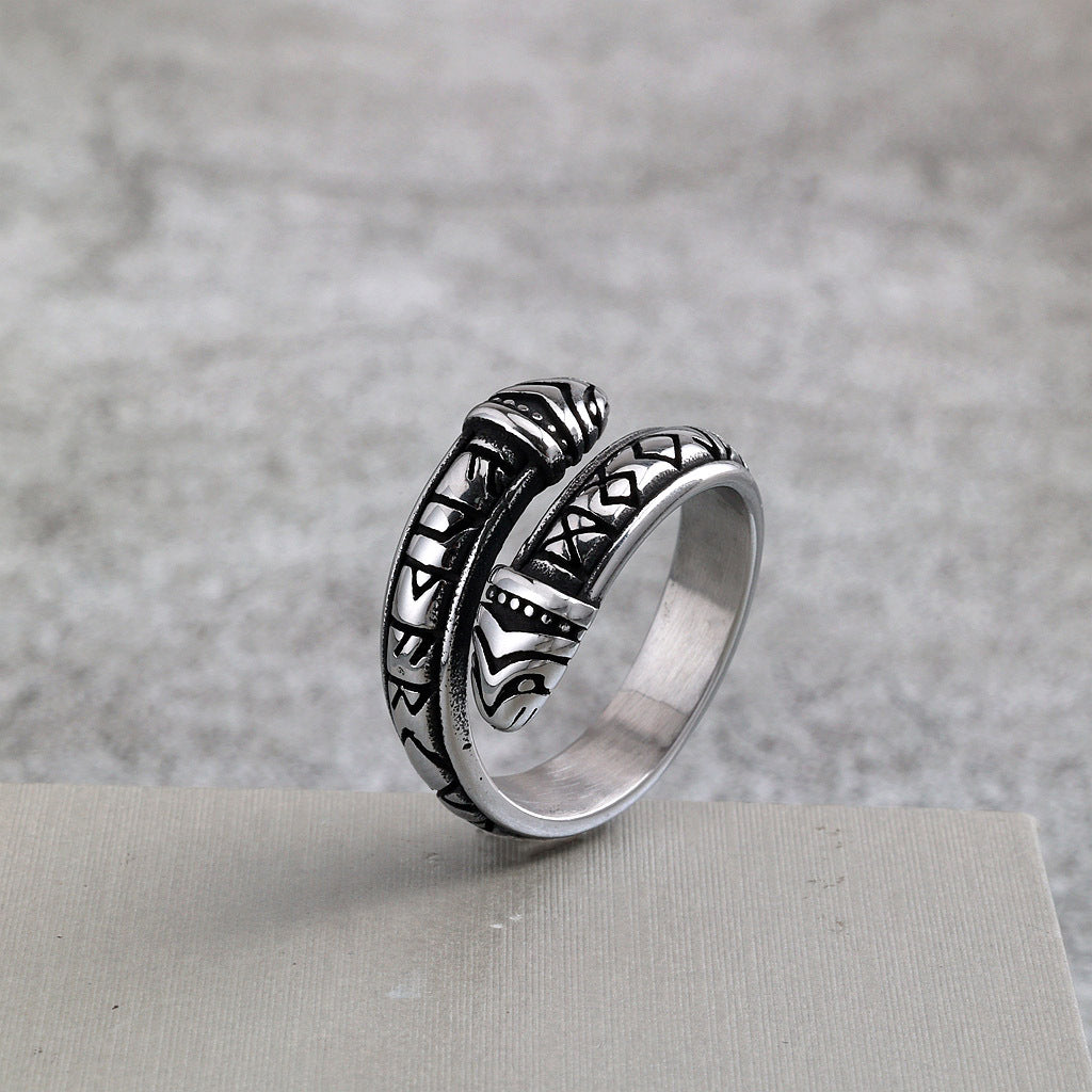 Vintage Viking Snake Stainless Steel Ring