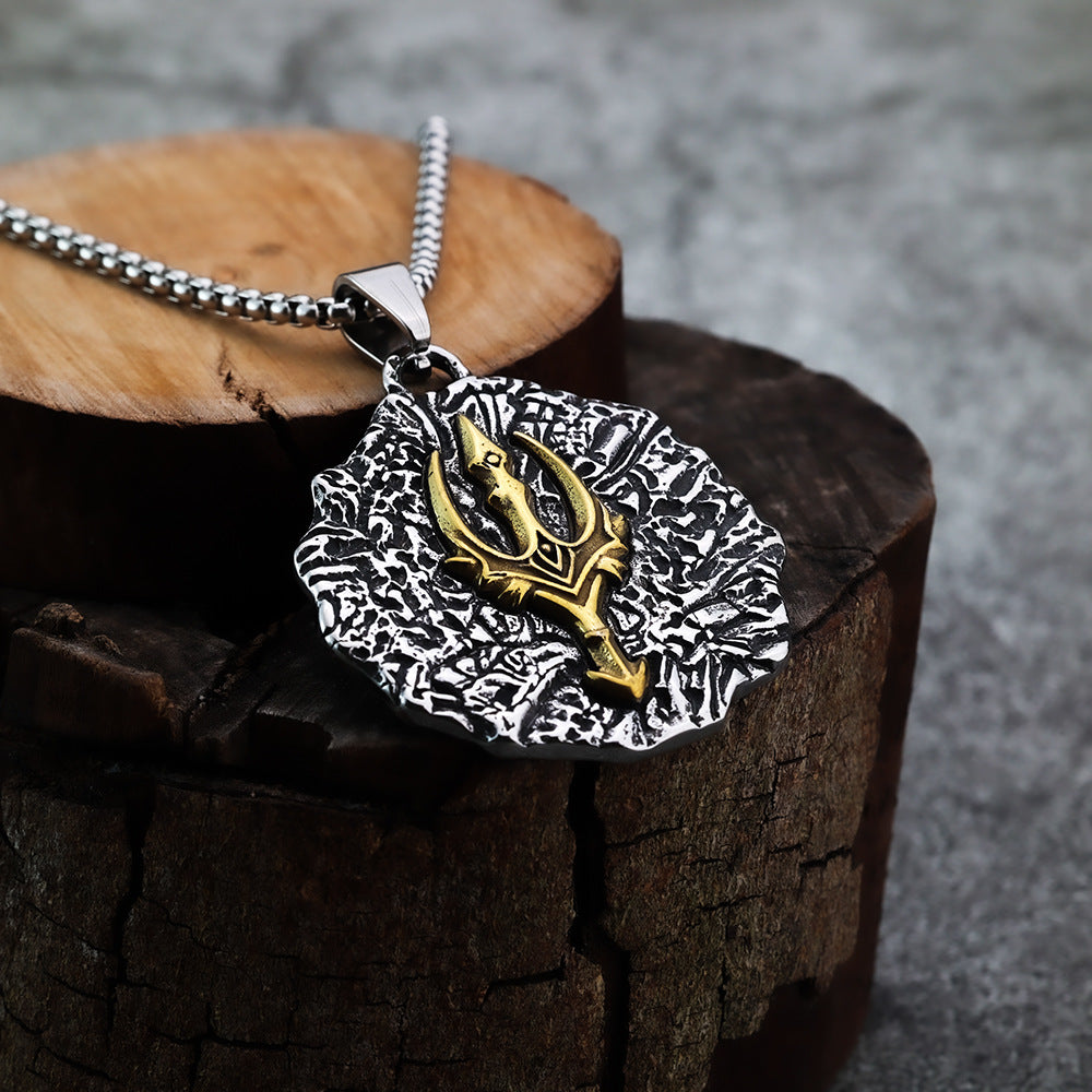 Personalized Poseidon Trident Eye of Horus Pendant Necklace