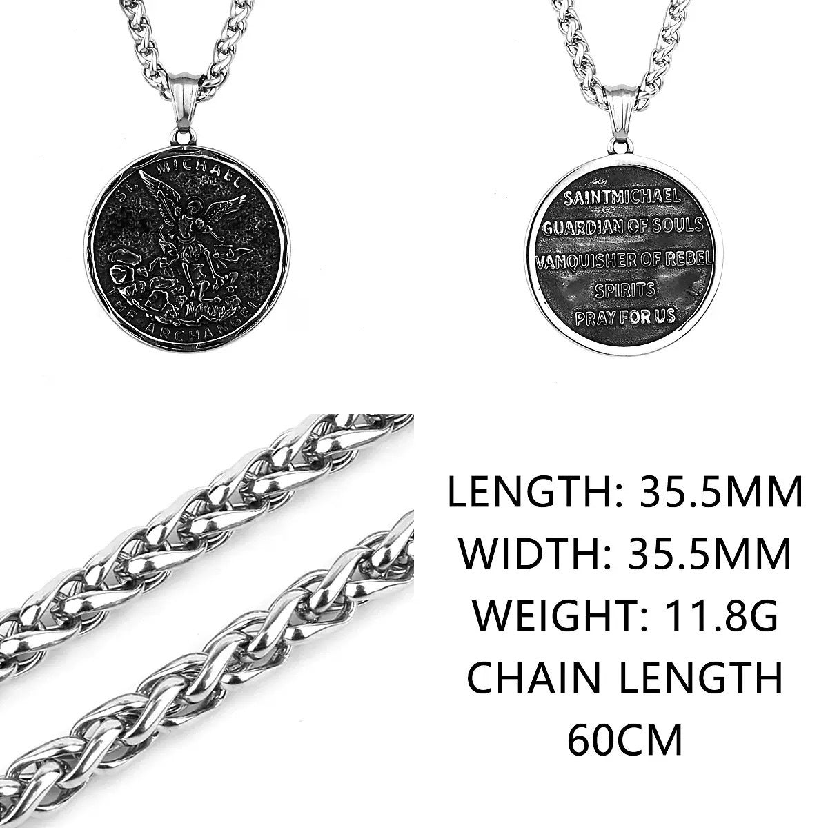 1. Planderful Stainless Steel Angel Pendant Necklace For Men Retro Round Design Elegant Gift For Him