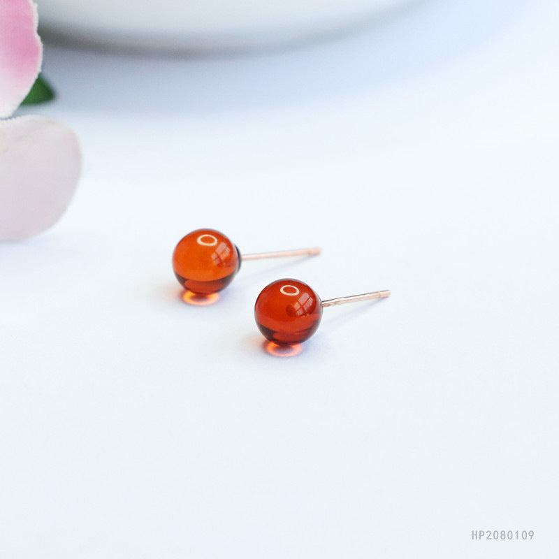 Blood Amber 925 Silver Stud Earrings