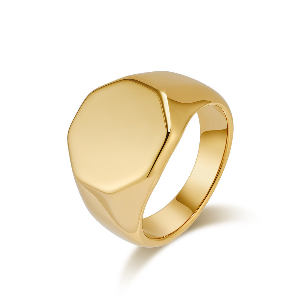 Cold Wind Geometric Six-Sided Titanium Steel Ring for Men