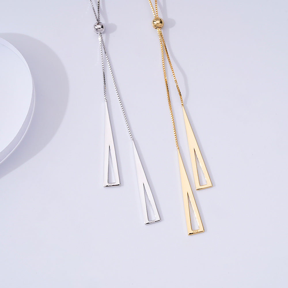 Japanese And Korean Sweater Chain Geometric Triangle Necklace Women's Wholesale 925 Silver Design