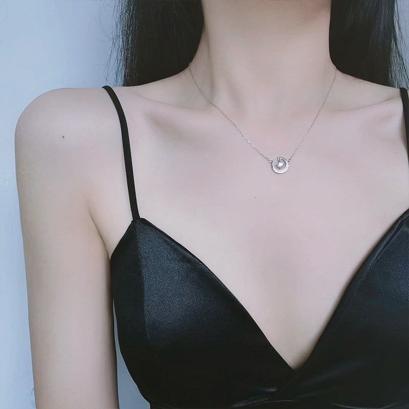 New 925 Sterling Silver Planet Necklace with Moonstone