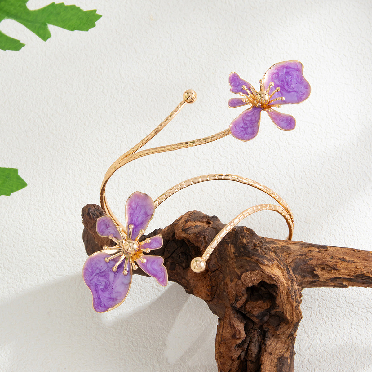 Planderful Vienna Verve Dripping Flower Open Arm Bracelet Adjustable Exotic Petal Winding Jewelry For Women