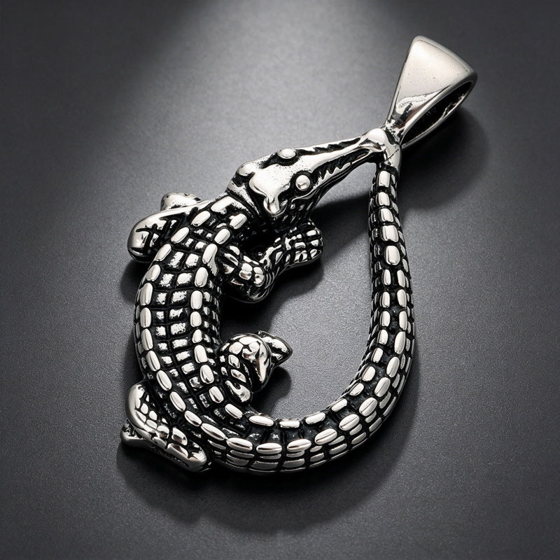 Beast Reptile Fish Titanium Steel Pendant Vintage Dragon Snake Crocodile Men's Stainless Steel Necklace