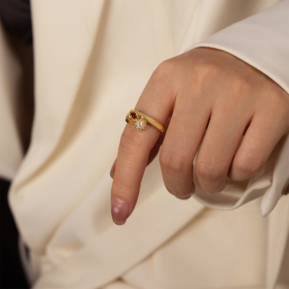 European & American Style Zircon Pendant Copper Ring - Fashion Jewelry for Women