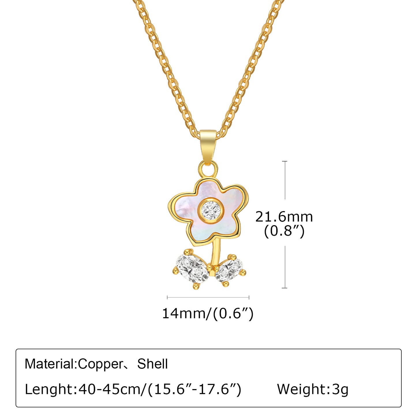 European And American Accessories Zircon Shell Flower Necklace