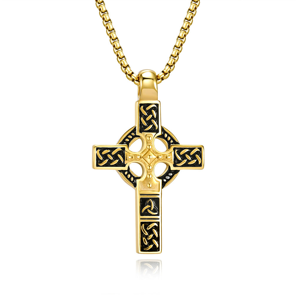 Celtic Knot Titanium Steel Cross Necklace for Men