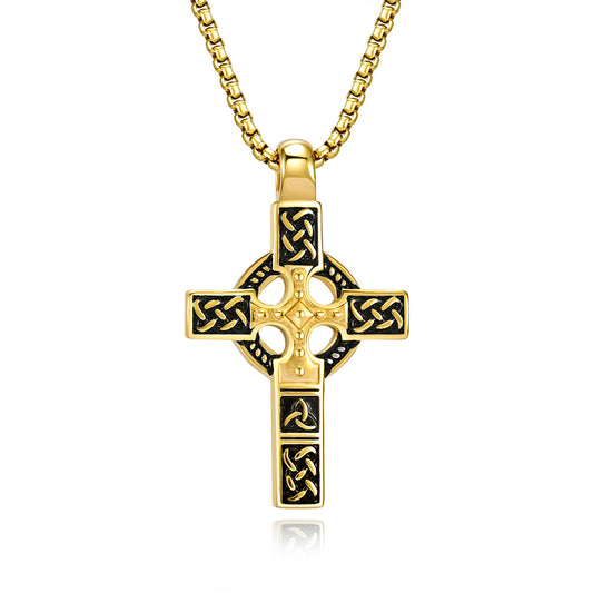 Steel Necklace – Vintage Men's Cross Pendant