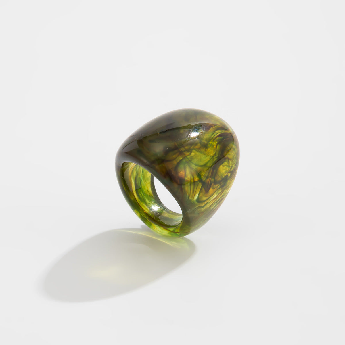 Planderful Vienna Verve Amber Resin Wide Ring For Women Vintage European Style Statement Jewelry