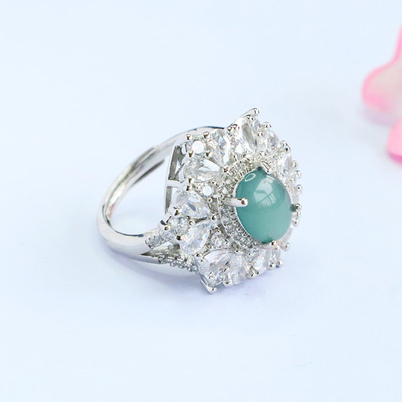 Blue-Water Jadeite Sculpted Glow Ring
