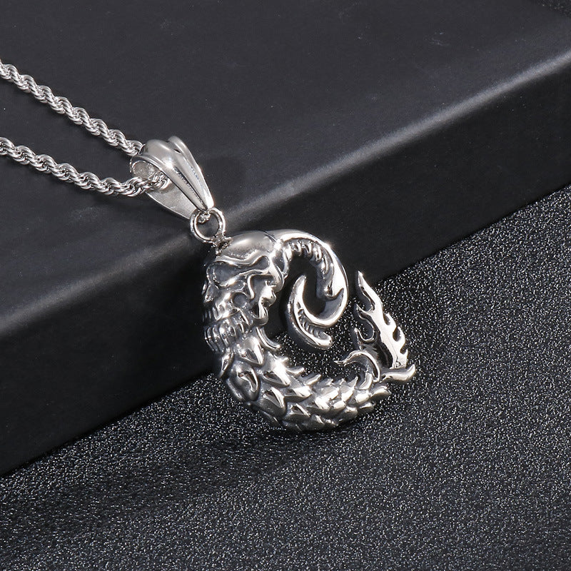 Stylish Stainless Steel Skull Pendant for Men with a Touch of European and American Flair