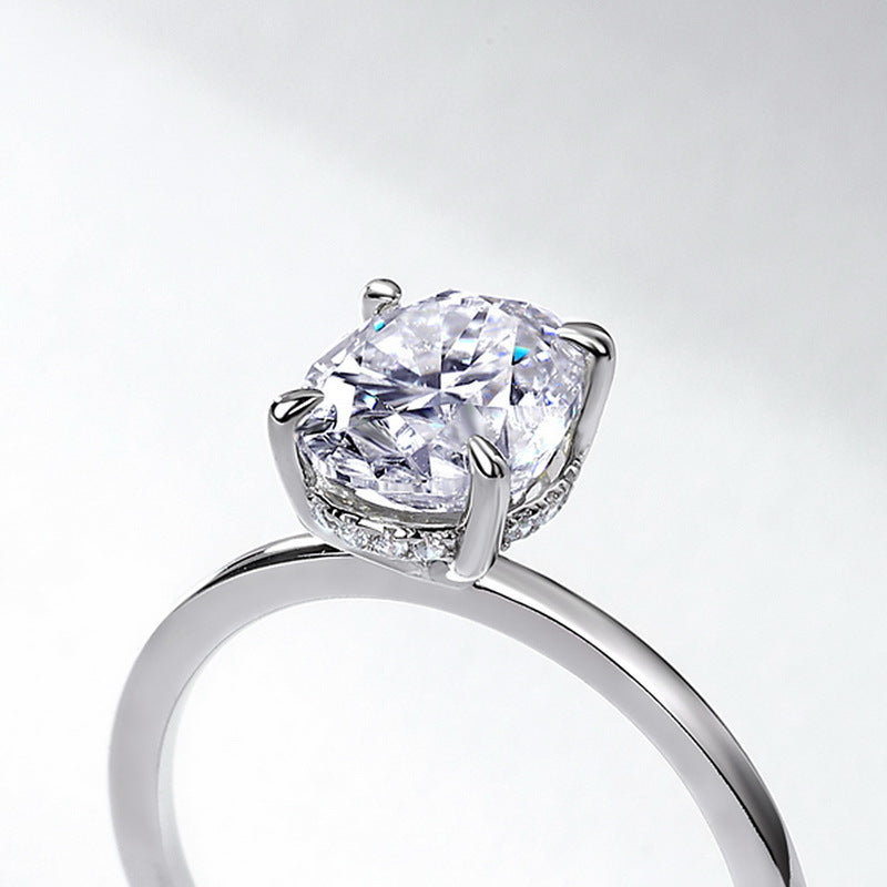 Planderful Classic Moissanite Sterling Silver Ring – 7 × 9 mm, 2 ct