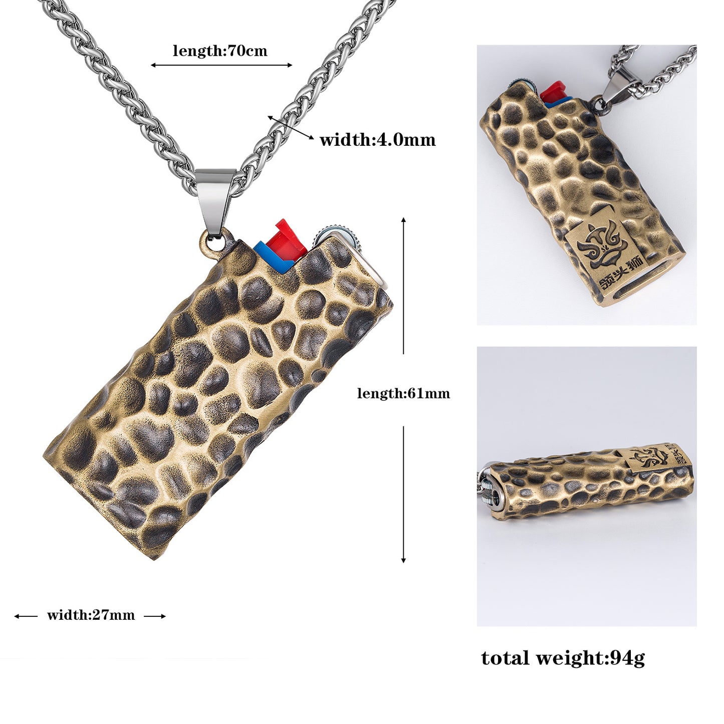 Titanium Steel Necklace Pendant – Vintage Lighter Pendant