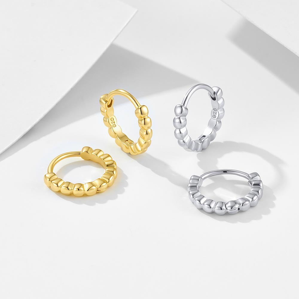 S925 Sterling Silver French Retro Circle Earrings Geometric Circle Ear Buckle