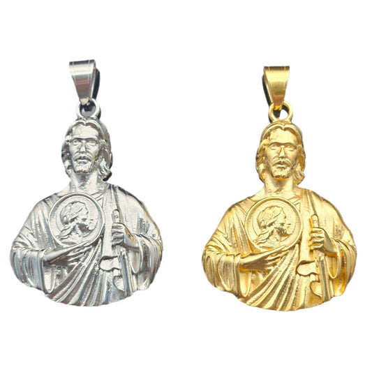 Planderful St Jude Bust Necklace Titanium Steel Unisex Protection Pendant Statement Jewelry