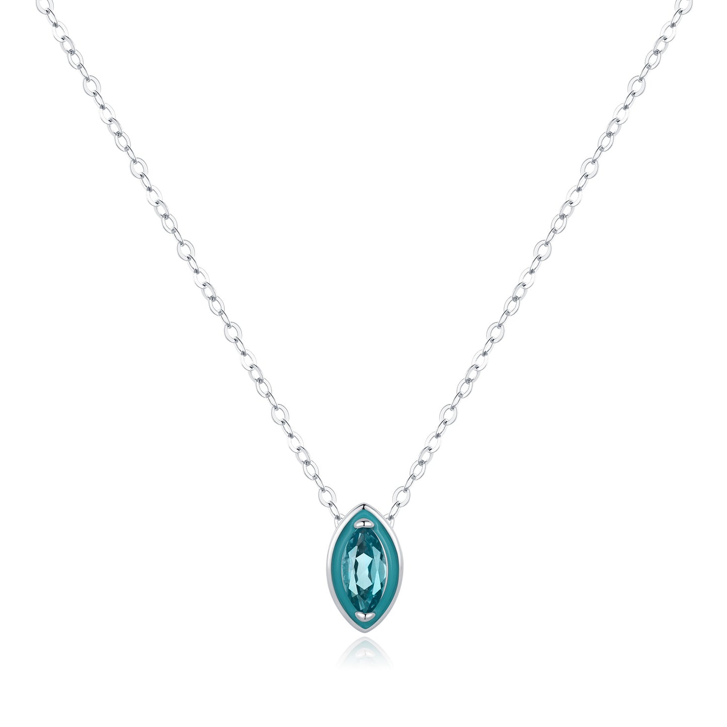 Planderful Everyday Genie S925 Sterling Silver Mint Green Zircon Necklace – Versatile Exquisite Geometric Collarbone Chain for Girls