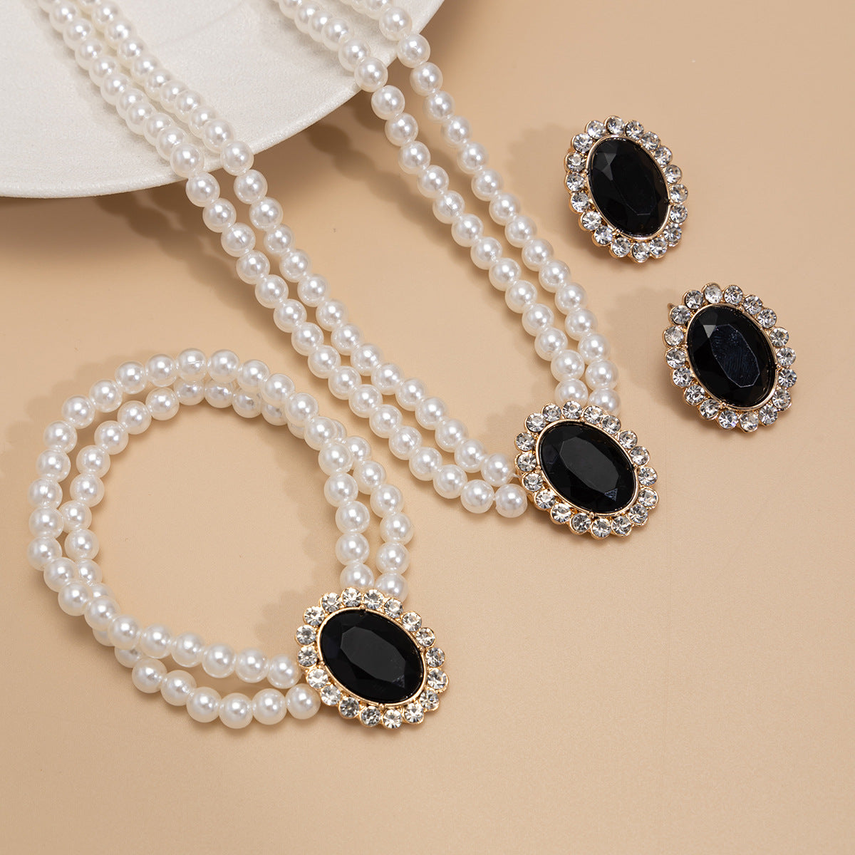 Planderful Vienna Verve Collection – Elegant Retro Pearl and Zircon Jewelry Set