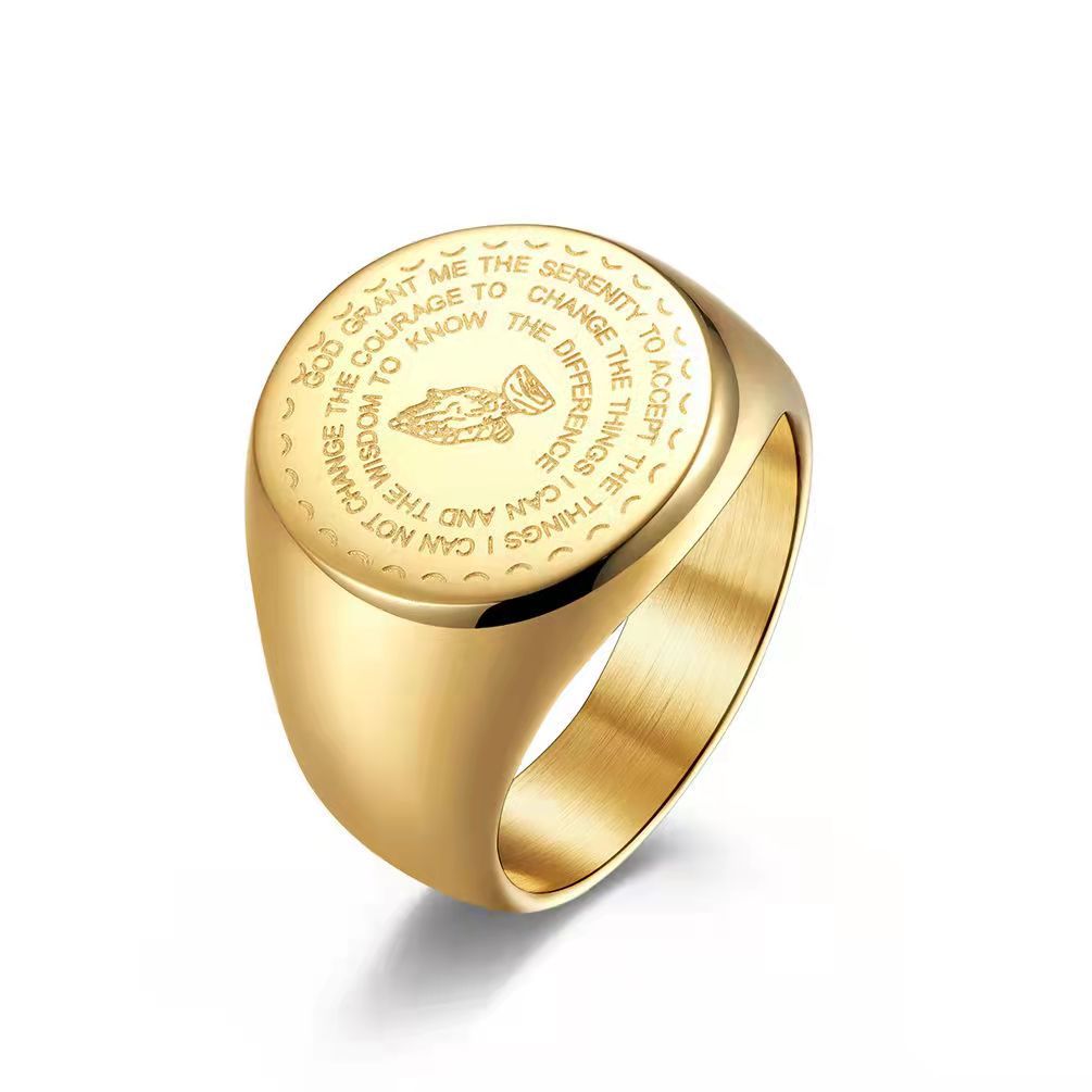 European and American Retro Prayer Hands Titanium Steel Rings for Men