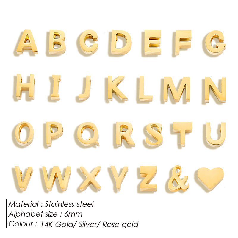 Planderful Jewelry Alphabet Letter Pendant Necklace Stainless Steel Customizable 26 Letters Gift