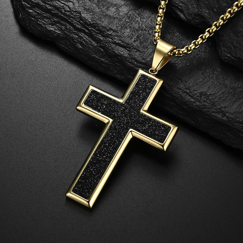 European and American Style Large Titanium Steel Cross Necklace