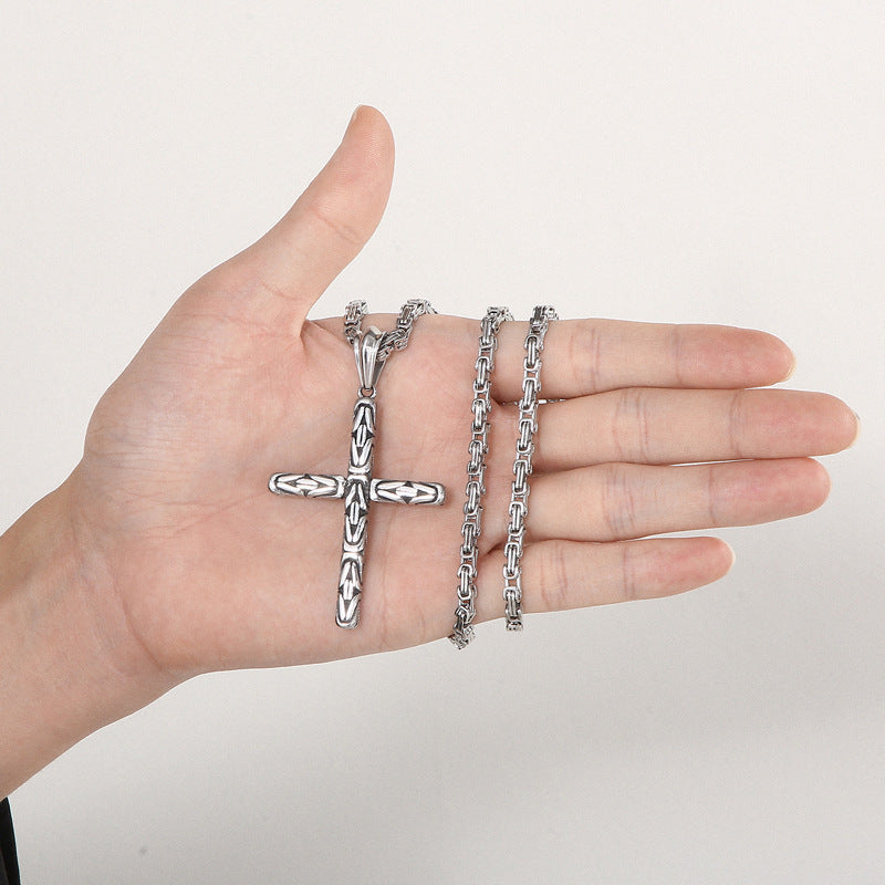 Cross, Titanium Steel Men's Imperial Chain Necklace In Dongdaemun, South Korea
